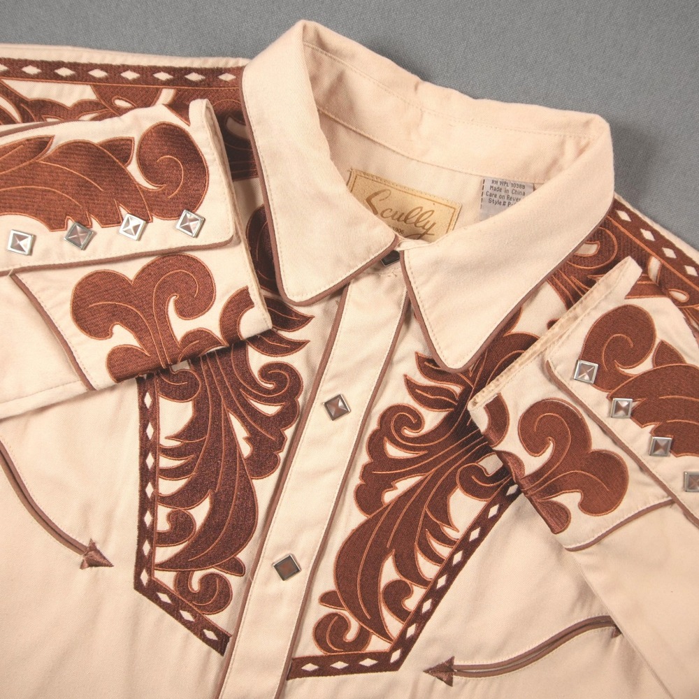 Scully Embroidered Studded Smile Western Cowboy Rodeo Pocket Men Shirt M
